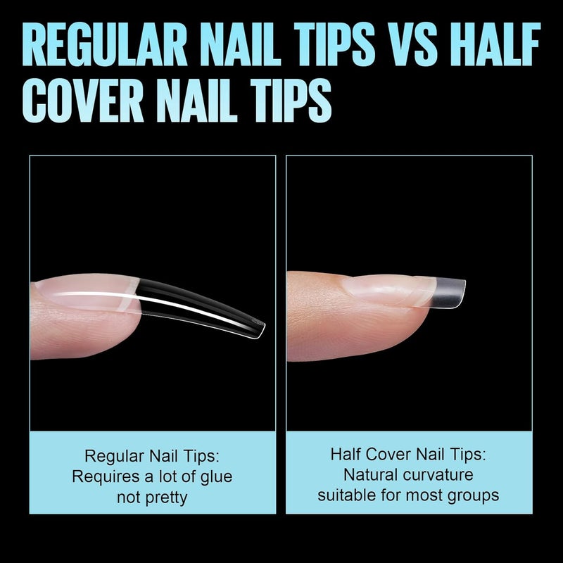 TOMICCA Short Squoval Nail Tips, 510Pcs Acrylic Nails Tips Full Matte, 12 Sizes No C Curve Fake Half Cover Nail Tips for Nail Extension Salon Home DIY - Image 4